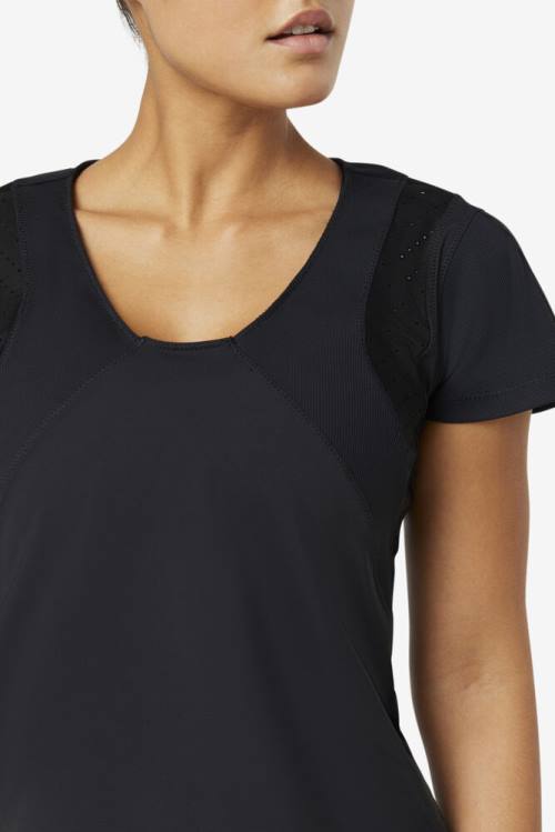 Top Deportivo Fila Uplift Textured Sleeve Mujer Negras | Fila204WK