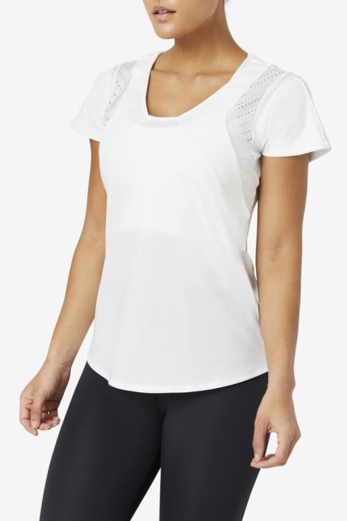 Top Deportivo Fila Uplift Textured Sleeve Mujer Blancas | Fila319EU