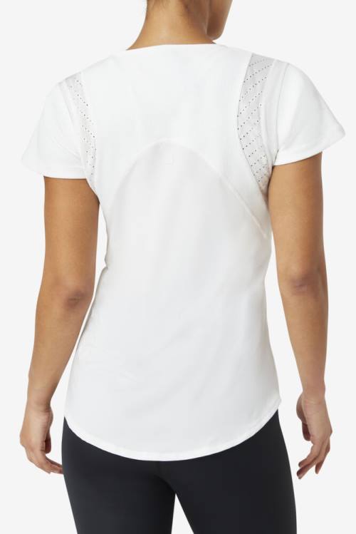 Top Deportivo Fila Uplift Textured Sleeve Mujer Blancas | Fila319EU