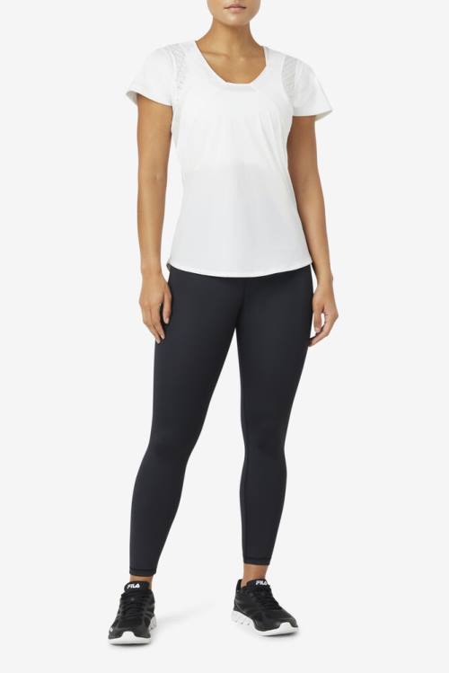 Top Deportivo Fila Uplift Textured Sleeve Mujer Blancas | Fila319EU