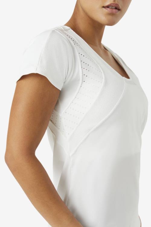 Top Deportivo Fila Uplift Textured Sleeve Mujer Blancas | Fila319EU