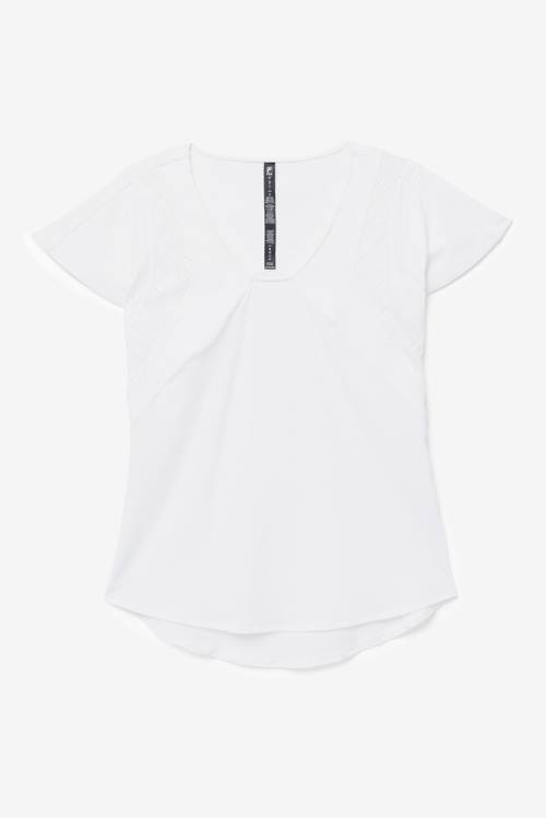 Top Deportivo Fila Uplift Textured Sleeve Mujer Blancas | Fila319EU