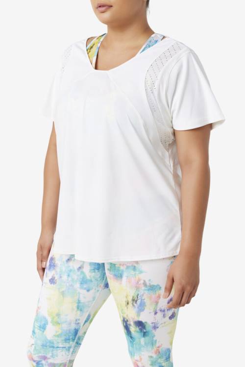 Top Deportivo Fila Uplift Textured Sleeve Mujer Blancas | Fila340YL