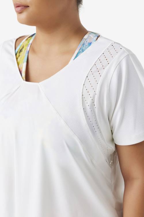 Top Deportivo Fila Uplift Textured Sleeve Mujer Blancas | Fila340YL