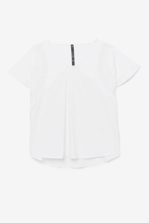 Top Deportivo Fila Uplift Textured Sleeve Mujer Blancas | Fila340YL