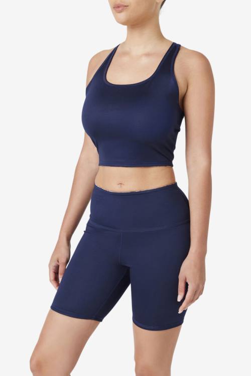 Top Deportivo Fila Zuri Reversible Crop Tank Mujer Azul Marino | Fila719JP