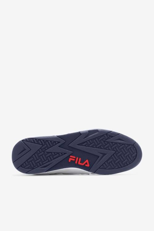 Zapatillas Baloncesto Fila Cage Mid Hombre Blancas Rojas Azules | Fila519XC