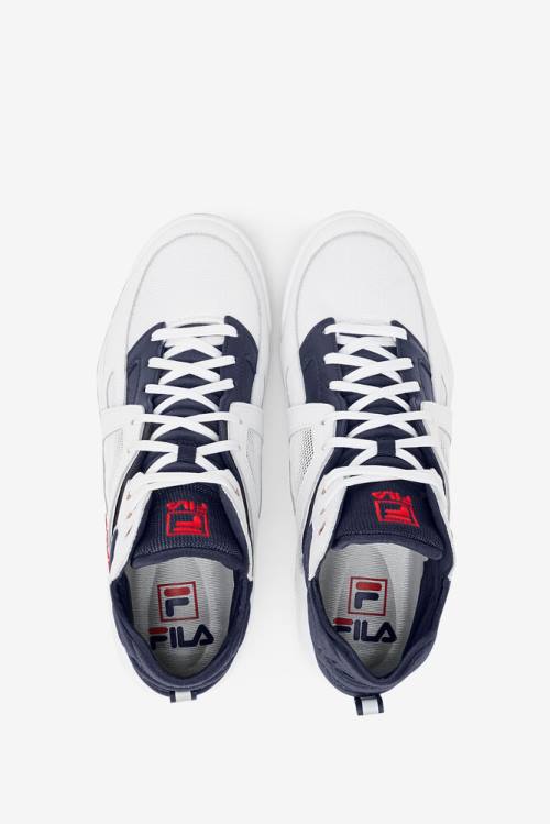 Zapatillas Baloncesto Fila Cage Mid Hombre Blancas Rojas Azules | Fila519XC