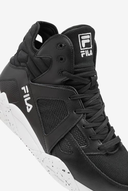 Zapatillas Baloncesto Fila Cage Mid Hombre Negras Blancas | Fila759NF