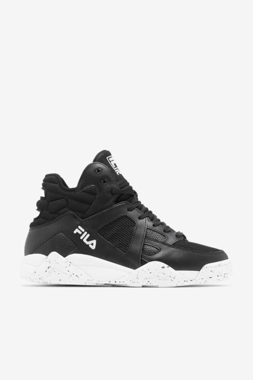 Zapatillas Baloncesto Fila Cage Mid Hombre Negras Blancas | Fila759NF