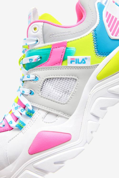 Zapatillas Fila Cage Mid Mixed Media Mujer Blancas Gris Amarillo | Fila145YN