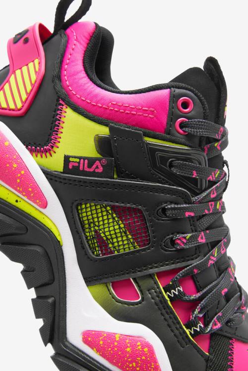 Zapatillas Fila Cage Mid Mixed Media Mujer Negras Blancas Rosas | Fila981WA