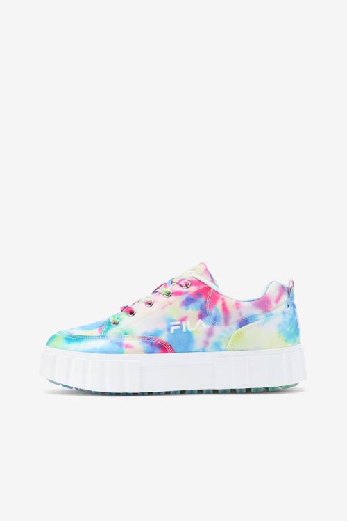 Zapatillas Fila Sandblast Low Mottled Tie Dye Mujer Verde Azules Blancas | Fila452QZ