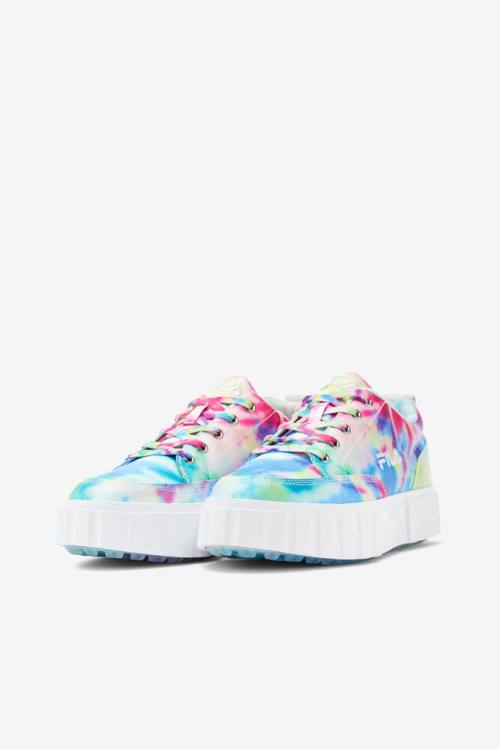 Zapatillas Fila Sandblast Low Mottled Tie Dye Mujer Verde Azules Blancas | Fila452QZ