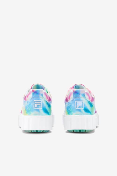 Zapatillas Fila Sandblast Low Mottled Tie Dye Mujer Verde Azules Blancas | Fila452QZ