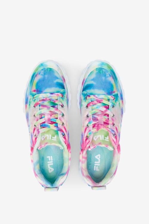 Zapatillas Fila Sandblast Low Mottled Tie Dye Mujer Verde Azules Blancas | Fila452QZ