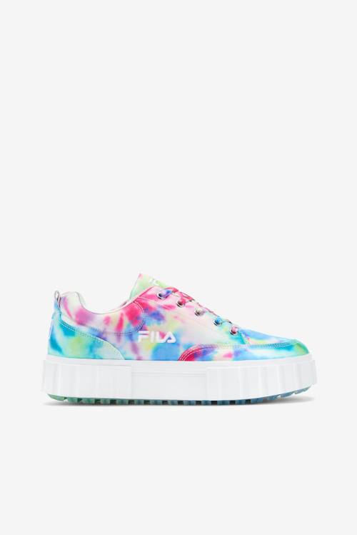 Zapatillas Fila Sandblast Low Mottled Tie Dye Mujer Verde Azules Blancas | Fila452QZ