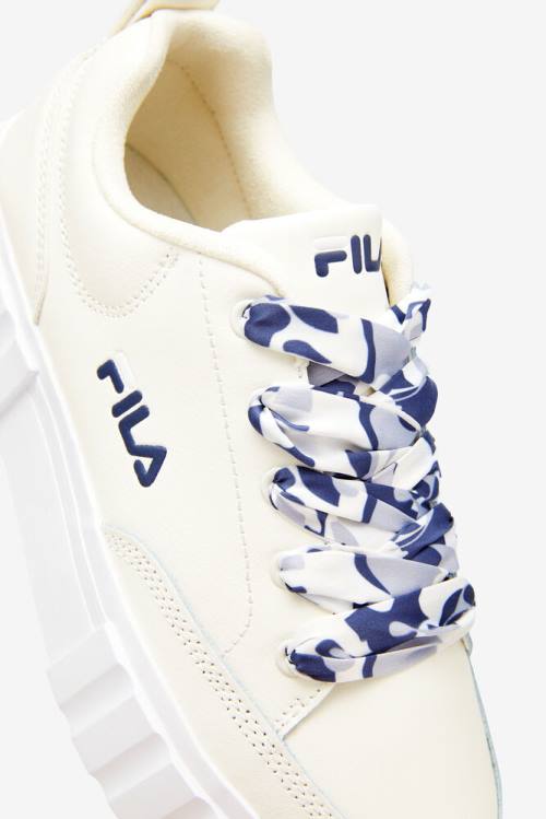 Zapatillas Fila Sandblast Low Satin Encaje Mujer Blancas Azul Marino | Fila038HY