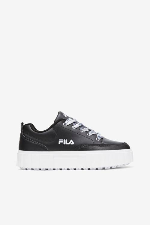 Zapatillas Fila Sandblast Low Satin Encaje Mujer Negras Blancas | Fila354HC