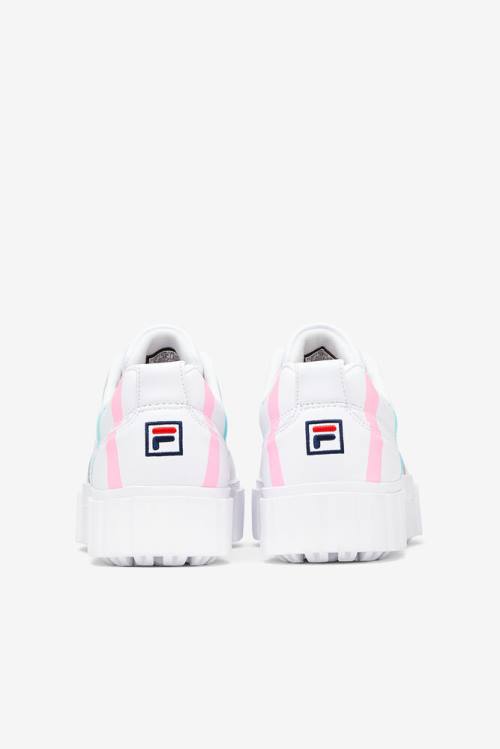 Zapatillas Fila Sandblast Low Stripe Mujer Blancas Azules | Fila102LY