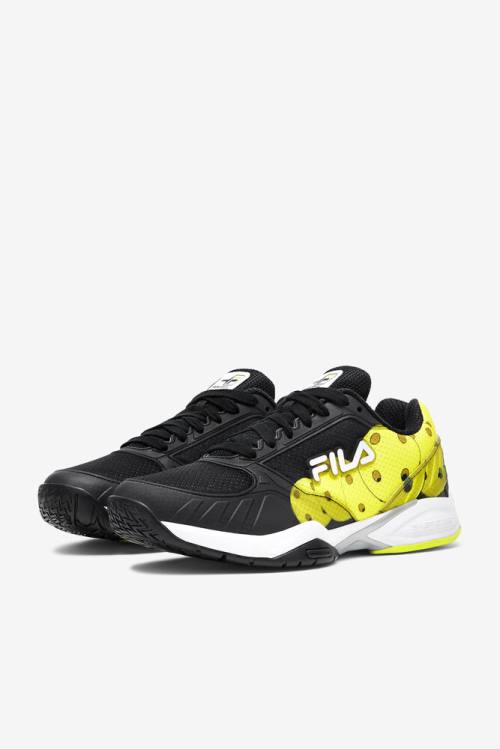 Zapatillas Fila Volley Zone Hombre Negras Blancas Amarillo | Fila750MA